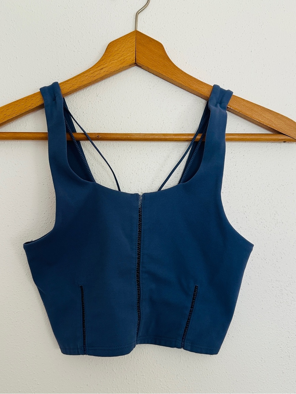 Nike Dri-FIT Yoga Luxe Infinalon Front Zip Crop Sports Bra Navy Blue XS